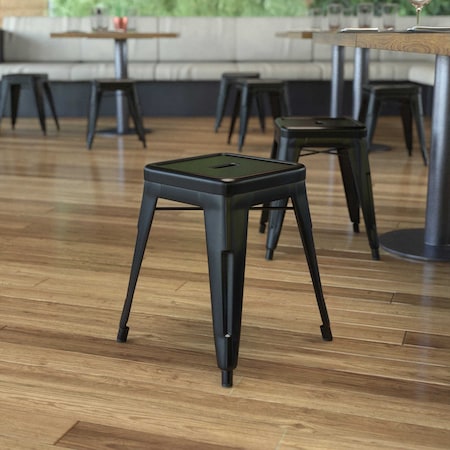 Flash Furniture 4  Inch Black Metal Stool, PK4 ET-BT3503-18-BLK-GG
